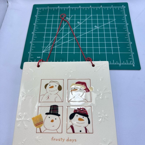 Hallmark "Frosty Days" Snowman Ceramic Hanging 6"X6" Hot Plate Trivet Tile Décor - Picture 7 of 12